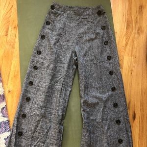 Button detail wide leg trousers